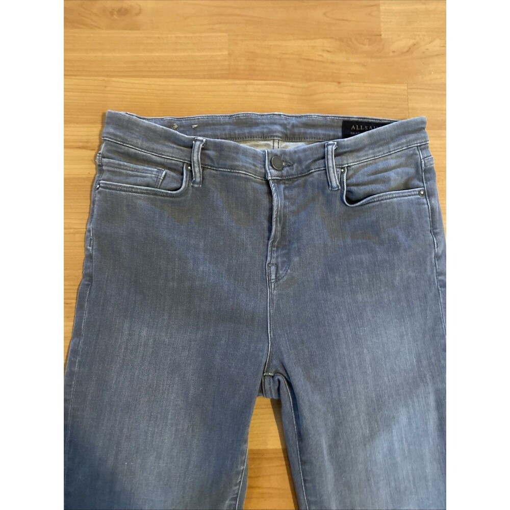 All Saints Jeans Women 32 Gray Washed Grace Slashed Distressed Skinny Denim - Picture 4 of 10